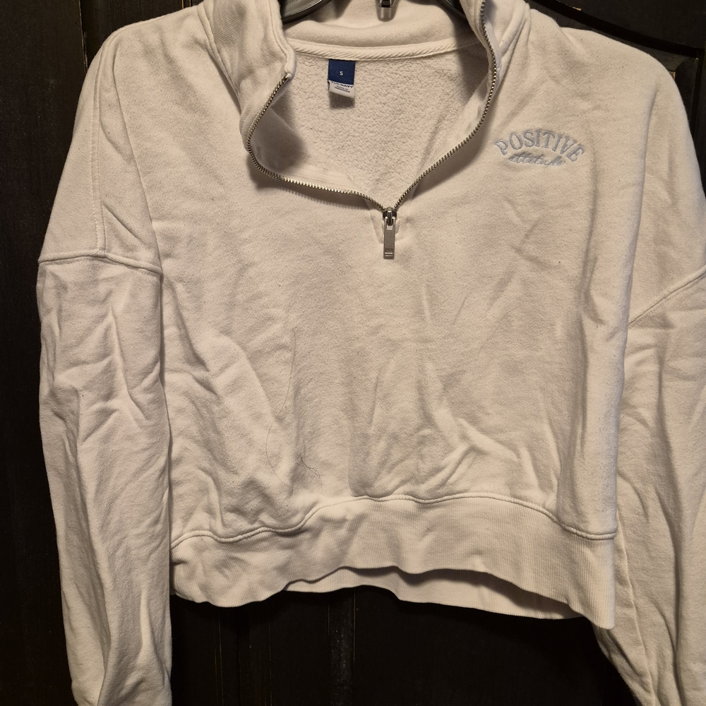 Old Navy Crop White Quarter-Zip Pullover